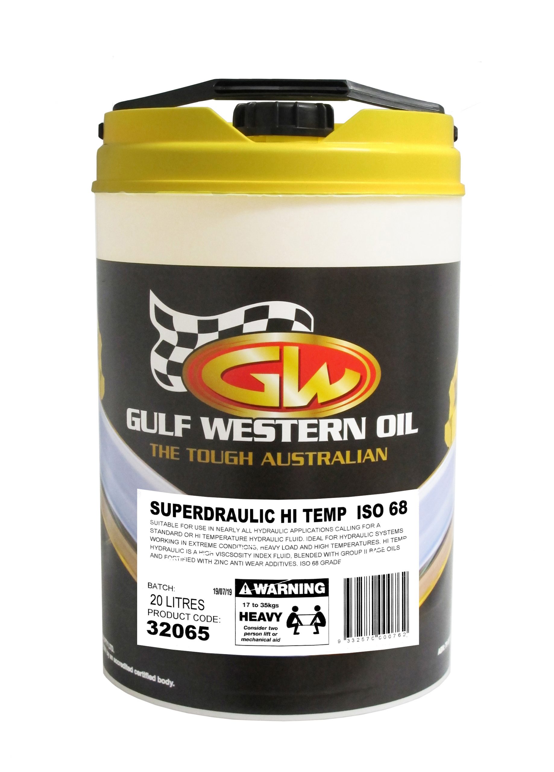 Gulf Western Superdraulic Hi Temp Hydraulic Oil ISO 68 20 Litre Premium Car Care