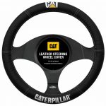 Caterpillar Steering Wheel Cover Cow Hide Leather Black 15 inch 38cm