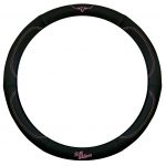 RM Williams Steering Wheel Cover Leather 15 Inch (38cm)Black -Pink Jillaroo Logo .1